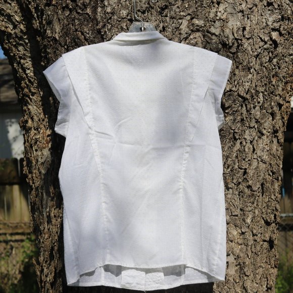 Vintage Neiman Marcus | Swiss Dot Ruffle Top - Picture 2 of 10